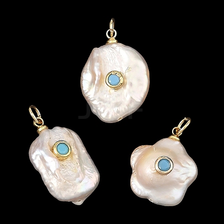 Natural Baroque Keshi Pearl Pendants PALLOY-JF06005-1