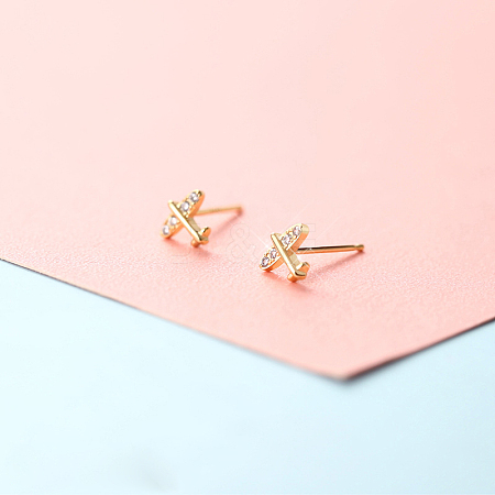 Brass Micro Pave Clear Cubic Zirconia Stud Earrings FS-WGE47D1-15-1