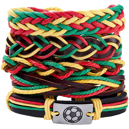 Leather Cord Braided Bracelets Set for Men Women BJEW-CL0001-43B-1