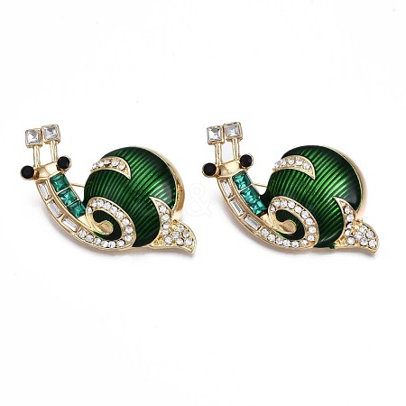 Snail Enamel Pin with Rhinestone JEWB-N007-089-1