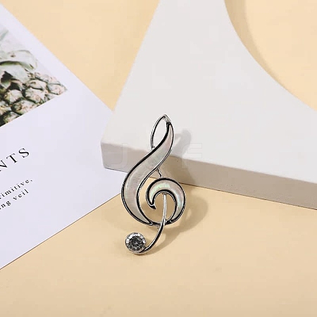 Musical Note White Shell Brooch PW-WG86703-01-1