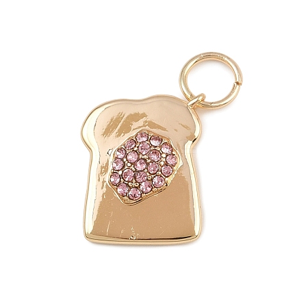 Brass Rhinestone Charms KK-B145-02G-06-1