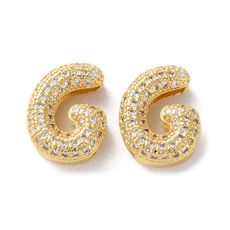 Rack Plating Brass Micro Pave Cubic Zirconia Slide Charms KK-C084-34G-G-1