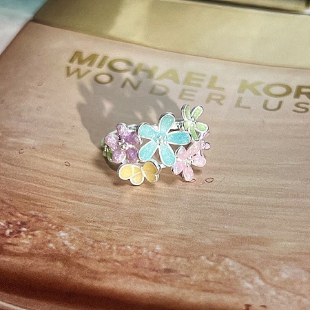 Adjustable Brass Enamel Cuff Open Rings RJEW-P172-04B-MS-1