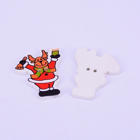 2-Hole Printed Wooden Buttons WOOD-WH0104-11-1