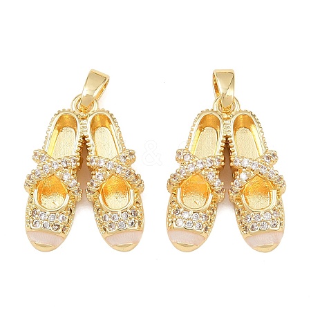 Brass Micro Pave Cubic Zirconia Pendants KK-C248-07G-01-1