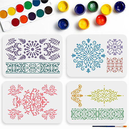 MAYJOYDIY US 1 Set Mandala PET Hollow Out Drawing Painting Stencils DIY-MA0002-95-1