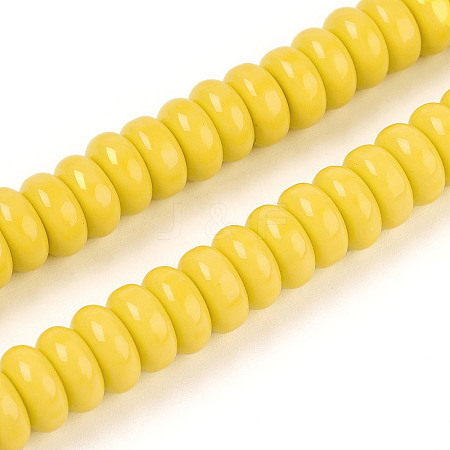 Opaque Spray Painted Glass Beads GLAA-ZX008-8mm-18K-1
