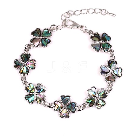 Clover Natural Abalone Shell/Paua Shell Link Bracelets for Women FS5984-24-1