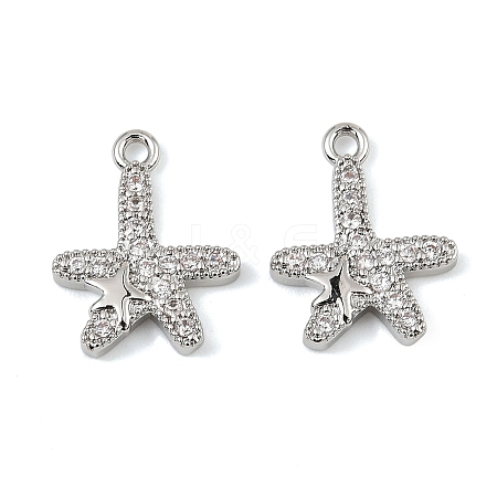 Brass Micro Pave Clear Cubic Zirconia Charms KK-C155-24P-1