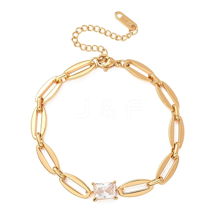 304 Stainless Steel & Cubic Zirconia Link Bracelets SA-CBAF756-06G-1