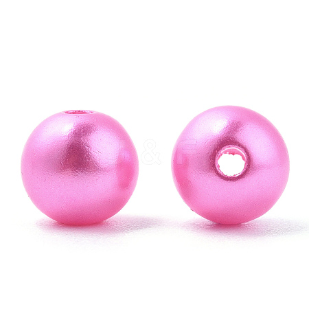 Spray Painted ABS Plastic Imitation Pearl Beads OACR-T015-05B-15-1