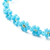 Glass Seed Beaded Flower Necklace with Alloy Enamel Bee Charm NJEW-JN03817-01-4