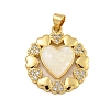 Heart Rack Plating Brass Micro Pave Cubic Zirconia Pendants KK-C074-54G-1