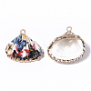 Electroplate Printed Natural Scallop Shell Pendants SSHEL-R047-04-A04-3