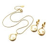 304 Stainless Steel Enamel & Rhinestone Pendant Necklaces & Hoop Earring Set for Women SJEW-C007-02G-02-4