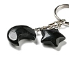 Reiki Natural Obsidian Moon & Star Pendant Keychains KEYC-P015-02P-01-2