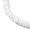 Natutal White Sea Shell Disc Beaded Stretch Bracelets BJEW-JB10551-02-4