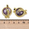 Natural Amethyst Flat Round Shaped Brass Pendants KK-F887-03G-24-3