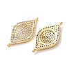 Brass Micro Pave Clear Cubic Zirconia Connector Charms CU-CBA4579-03G-C-3