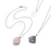 Natural Mixed Gemstone Nugget Pendant Necklace with 304 Stainless Steel Chains NJEW-JN04385-1