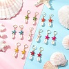 Starfish Synthetic Turquoise Hoop Earrings EJEW-JE06440-1
