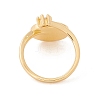 Shell Flat Round Open Cuff Ring with Clear Cubic Zirconia RJEW-P030-01G-3