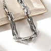 304 Stainless Steel Rectangle Link Chains Bracelets for Men & Women BJEW-D042-46P-2