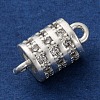 Brass Micro Pave Clear Cubic Zirconia Hollow Column Connector Charms KK-A230-05D-S-2