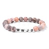 Natural Pink Zebra Jasper Round Beaded Stretch Bracelets for Women Men EF1052-3-1