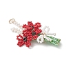 3D Glass Seed Beaded Bouquet with Bowknot Pendants PALLOY-MZ01153-03-3