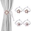4pcs 2 Colors Linen & ABS Plastic Flower Curtain Tiebacks AJEW-GL0002-84-1
