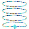 4Pcs Vintage Cylinder Seed Beads &  Brass Beaded Bracelet Sets VC6317-8-1