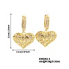French Style Heart Brass Clear Cubic Zirconia Hoop Earrings OS1413-2-3