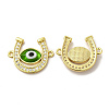 Rack Plating Real 18K Gold Plated Brass Micro Pave Clear Cubic Zirconia Connector Charms ZIRC-L102-01G-2