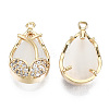 Brass Micro Pave Clear Cubic Zirconia Pendants KK-T056-70G-NF-2