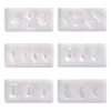  6Pcs 6 Styles Diamond/Teardrop/Oval DIY Nail Art Ear Stud Cabochon Silicone Mold DIY-TA0006-19-10