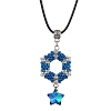 3D Hexagon Seed Beads & Star Glass Pendant Necklaces NJEW-MZ00063-2