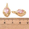 Brass Pave Pearl Pink Cubic Zirconia Pendants KK-A304-16G-2