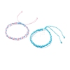 2Pcs 2 Colors Peach Blossom Braided Cord Bracelet BJEW-JB07610-03-1