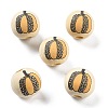 Halloween Printed Schima Wood European Beads WOOD-G023-07D-1