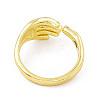 Cubic Zirconia Hand Plam Open Cuff Ring RJEW-P079-06G-01-3