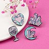 4Pcs 4 Style Heart & Flower & Moon & Wine Glass Enamel Pin JEWB-FS0001-04-5