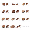 Fashewelry 22Pairs 11 Style Walnut Wood Stud Earring Findings MAK-FW0001-01-25