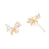 Brass Micro Pave Clear Cubic Zirconia Stud Earring Findings X-KK-D063-15G-2
