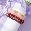4Pcs Constellation 8mm Round Natural Rhodonite & Rose Quartz & Dyed Jade & Carnelian Beaded Stretch Bracelets for Women BJEW-JB10642-3