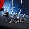 Flat Round Zinc Alloy Resin Pendant Necklaces & Hoop Earrings & Rings Sets FS-WG9E730-01-1