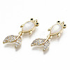 Brass Micro Pave Clear Cubic Zirconia Pendants KK-S356-197G-NF-1