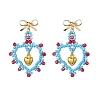 Glass Seed Beads Dangle Stud Earrings EJEW-MZ00396-04-2