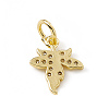 Brass Micro Pave Clear Cubic Zirconia Maple Leaf Charms ZIRC-F132-44G-2
